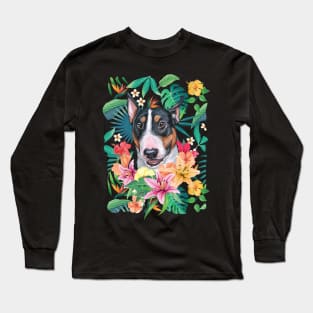 Tropical Tricolor Bull Terrier Long Sleeve T-Shirt